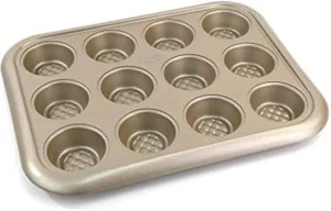 Chicago Metallic 5228794 Arch Textured Non-Stick 12-Cup Cupcake/Muffin Baking Pan, Champagne