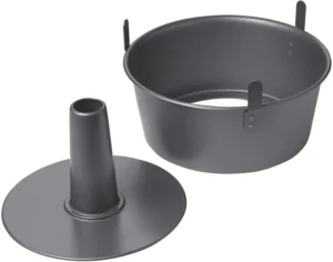 Chicago Metallic Angel Food Cake Pan with Cooling Feet, 2-Piece Nonstick Tube Pan, 9.5 Inch Carbon Steel, Perfect for Pound and Sponge Cakes