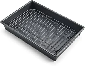 Chicago Metallic Petite Roast Pan Set with Rack, 10×7 inch Nonstick Toaster Oven Baking Pan, Perfect for Single Serving Meals and Small Batch Cooking